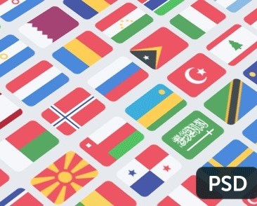 100+ Flat National Flag Icons PSD