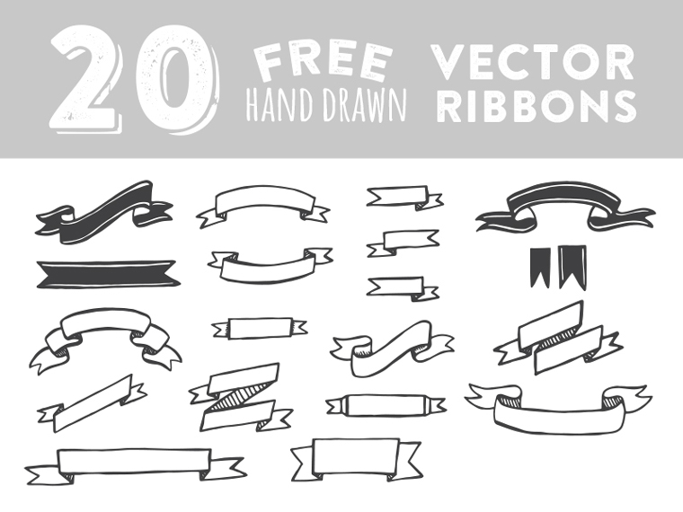 20 HAND DRAWN VECTOR RIBBONS