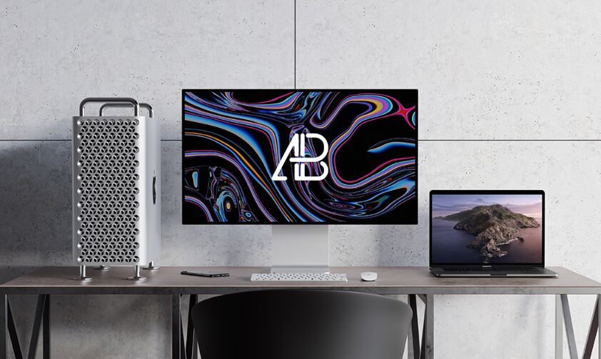 2019 Mac Pro and MacBook Pro Mockup