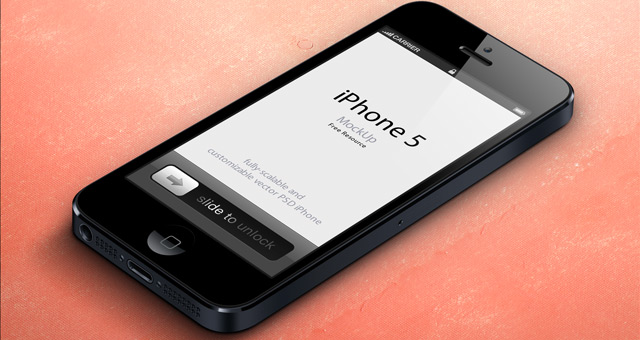 3D View iPhone 5 Psd Vector Mockup