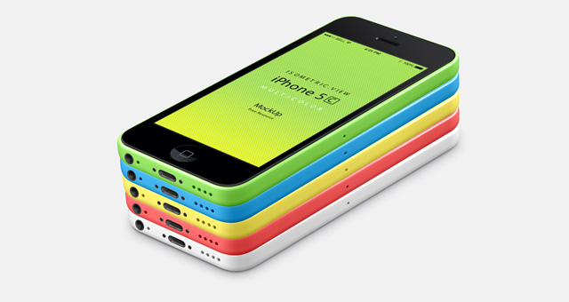 3D View iPhone 5C Psd Vector Mockup