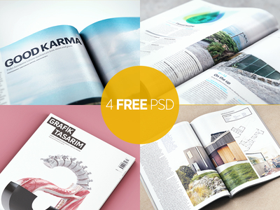 4 Free Magazine Mock-Ups