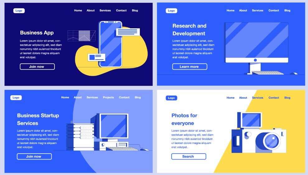 4 Free Web Page Mockups