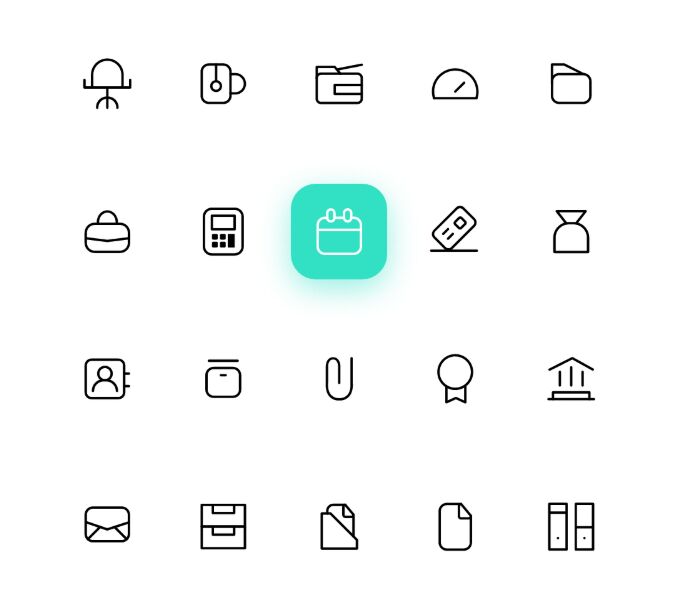 50 Thin Line office Life Icons