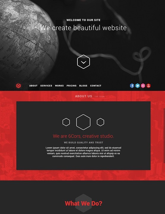 6Cors - One Page Portfolio FREE PSD Template