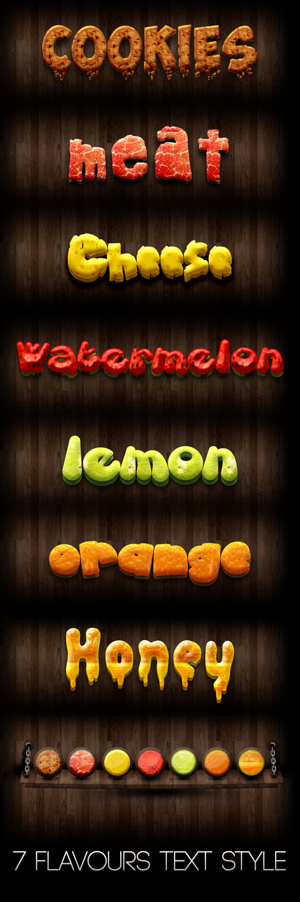 7 Flavours text style