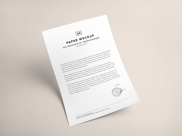 A4 Paper PSD MockUp V1