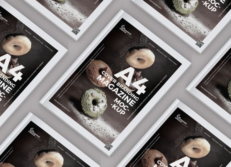 A4 Size Cover Branding Magazine Mockup