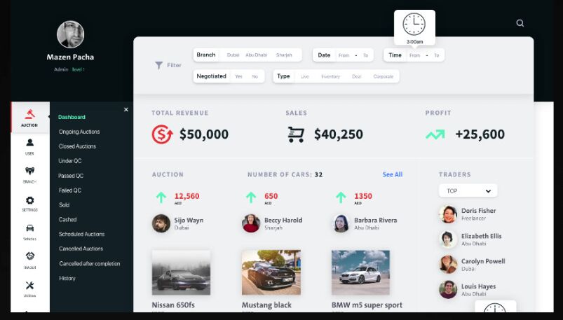 Auction Dashboard UI Adobe XD