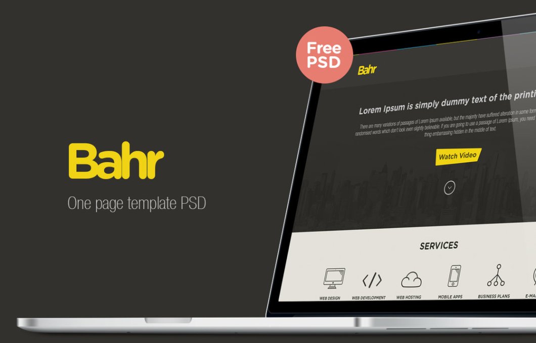 Bahr One Page Template PSD freebie