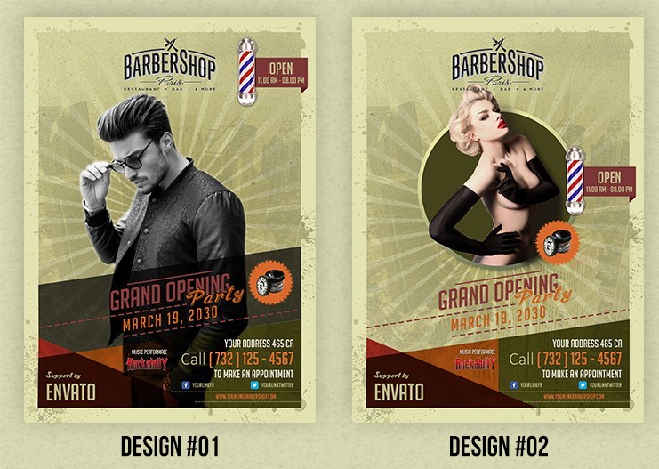 Barbershop Retro Flyer Template