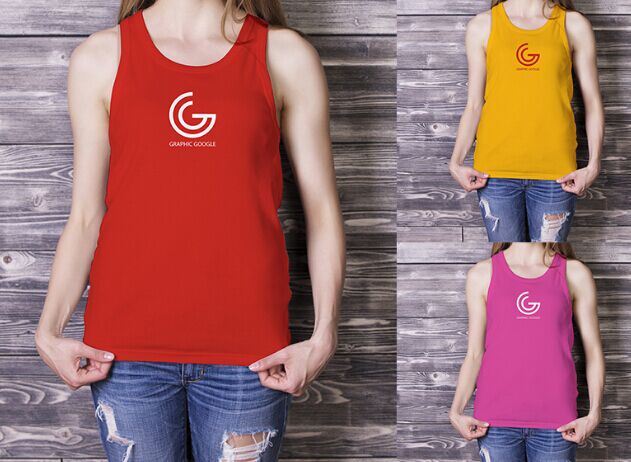 Beautiful Girl in Tank Top Mockup