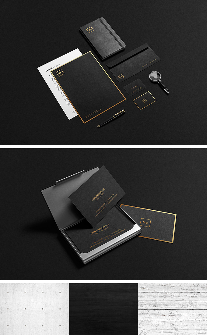 Black + Gold Stationary Mock-Up