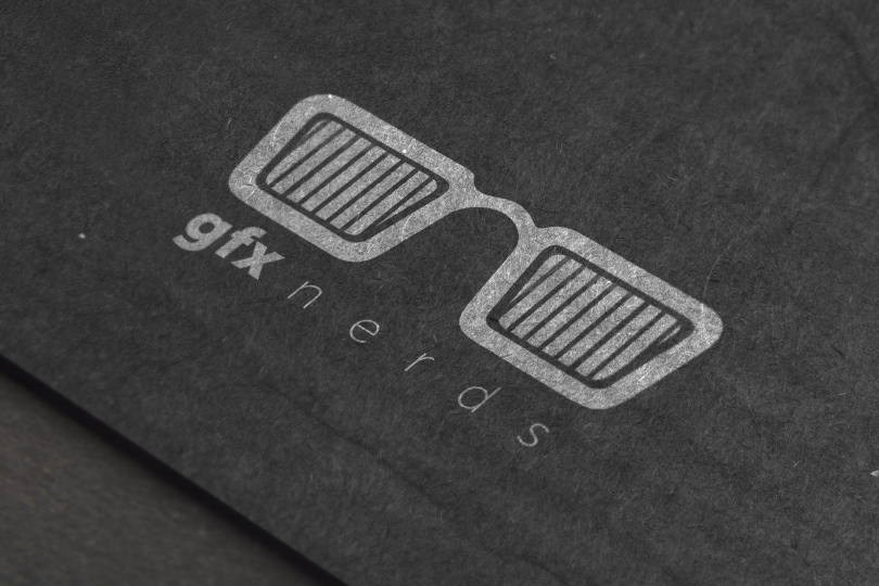 Black cardboard logo mockup PSD