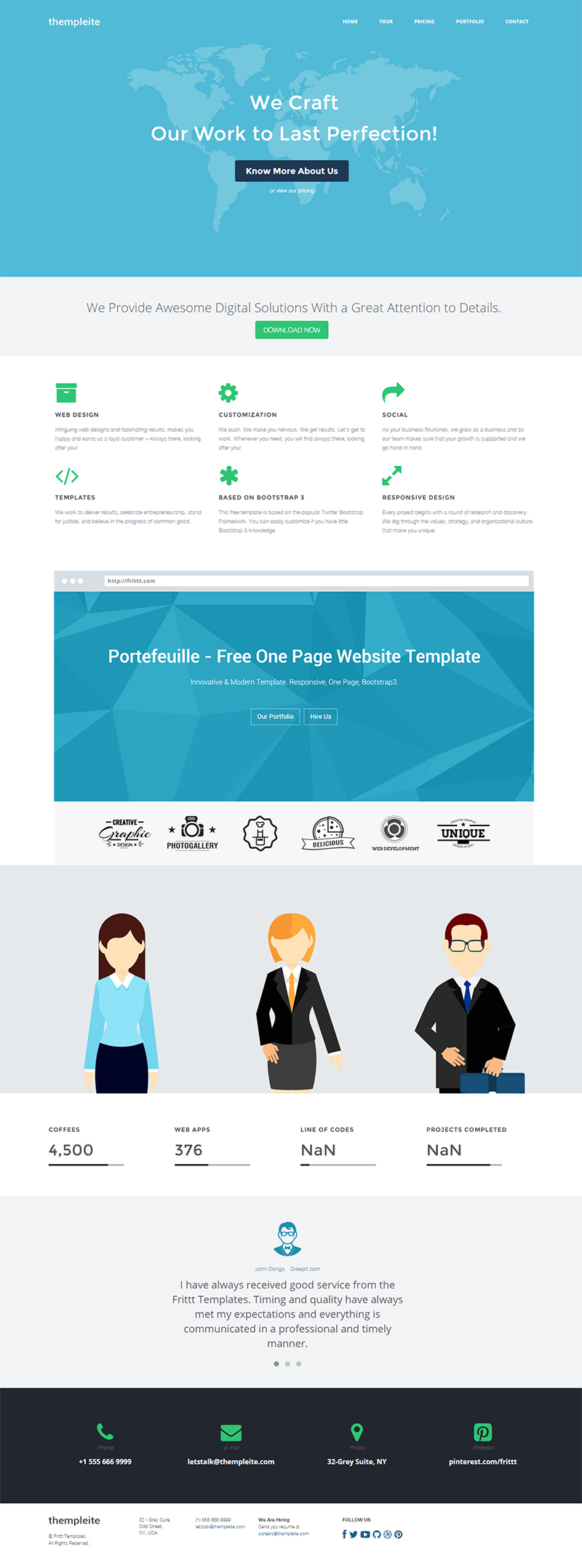 Bootstrap 3 HTML Website Template – thempleite