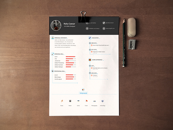 Clean Resume CV Template PSD