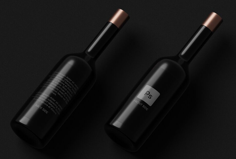 Dark Wine Bottles Mockup