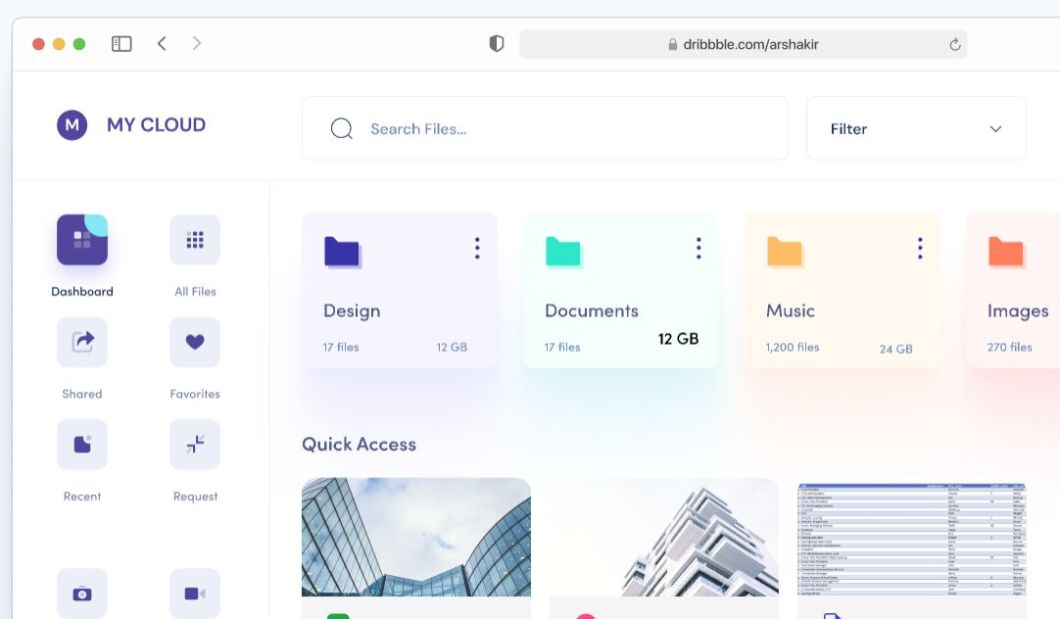 Dashboard UI For Cloud File Storage