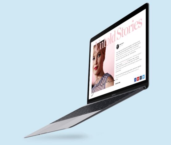 Flying Apple Macbook Mockup