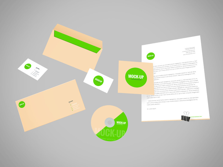 Flying Stationery PSD Mockup