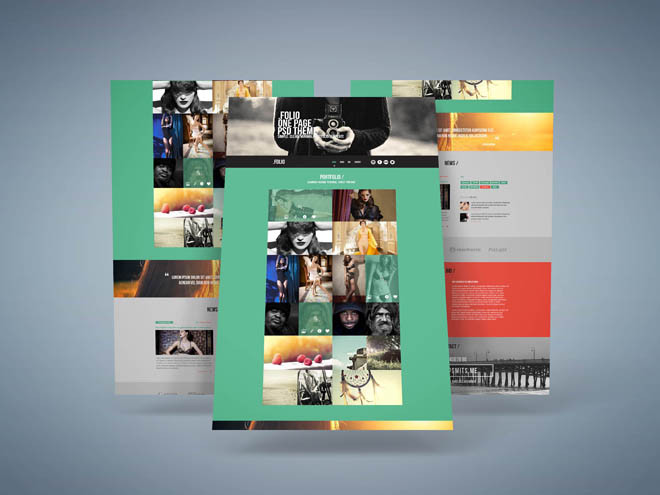 Folio Free Flat One page PSD Template