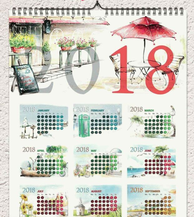 FREE 2018 CALENDAR TEMPLATE 1 AND 12 PAGES A3