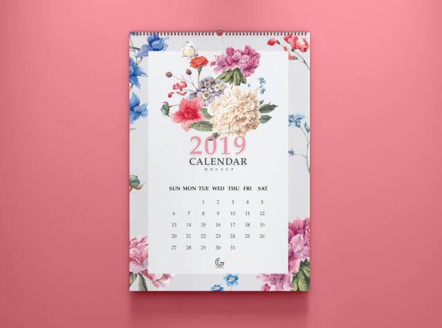 Free 2019 Calendar Mockup PSD For Presentation-min