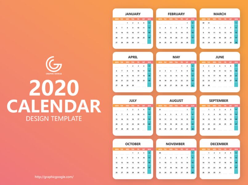 Free 2020 Calendar Design Template