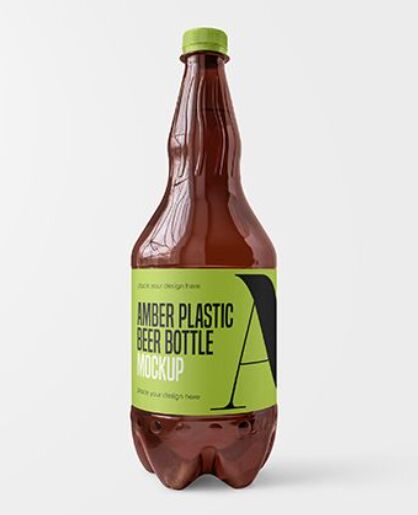 Free Amber Plastic Beer Bottle Mockup