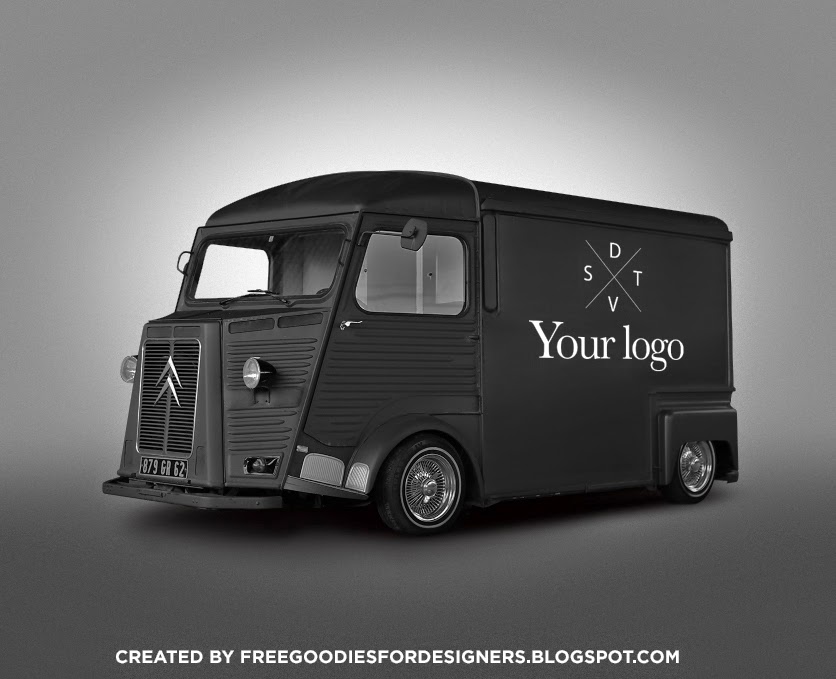 FREE BLACK HIPSTER VAN PSD MOCKUP TEMPLATE