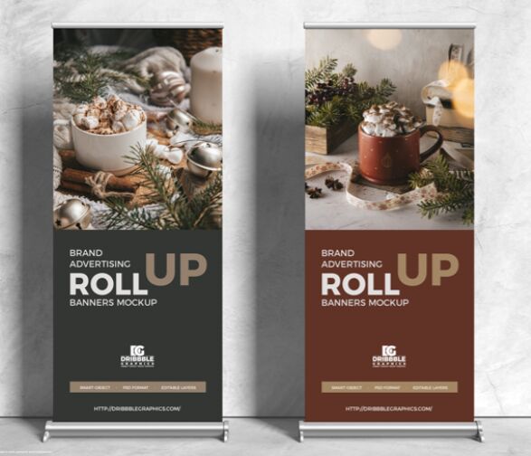 Free Brand Advertising Roll Up Banners Mockup