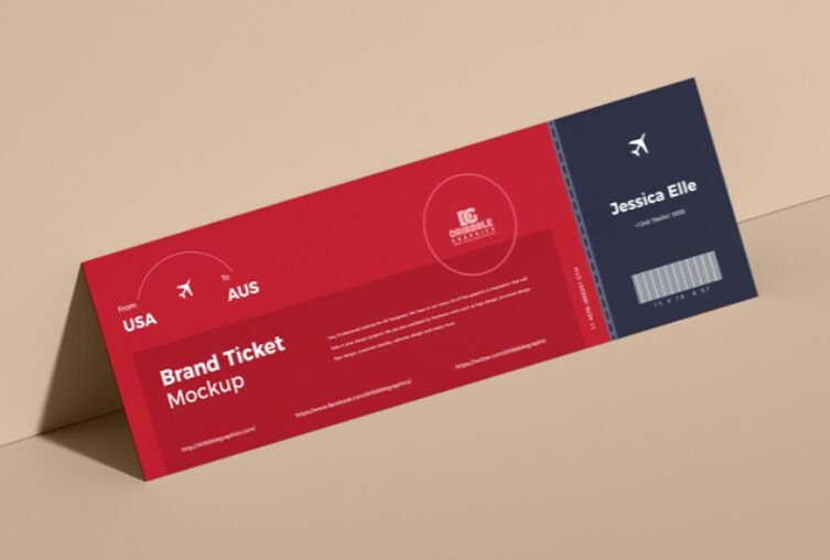 Free Brand Ticket Mockup PSD