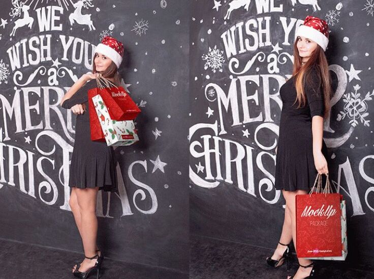 FREE CHRISTMAS SHOPPING BAG MOCK-UP