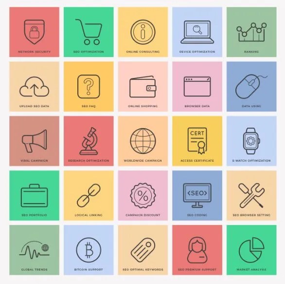 Free Flat SEO Icons Ai File-min