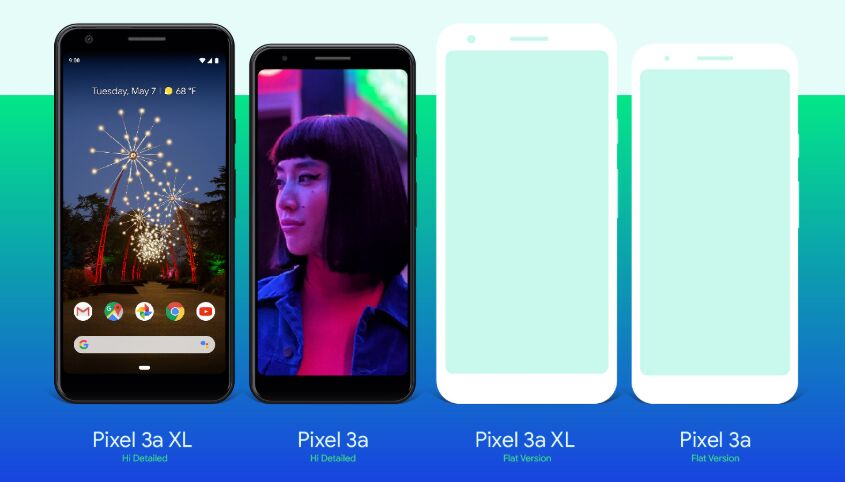 Free Google Pixel 3a & Pixel 3a XL Mockup