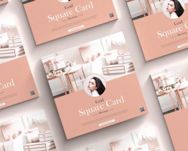 Free Grid Square Card Mockup