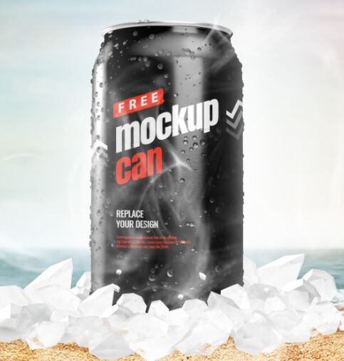 Free Ice Can PSD Mockup