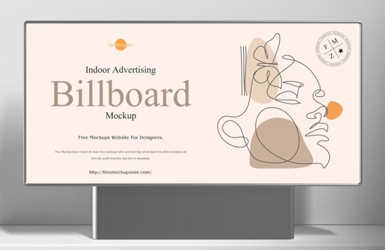 Free Indoor Advertising Billboard Mockup