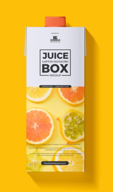 Free Juice Carton Packaging Box Mockup