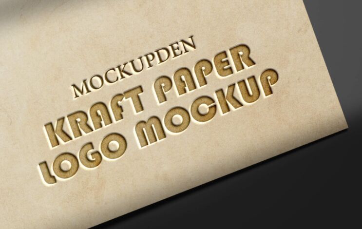 Free kraft Paper Logo Mockup PSD Template