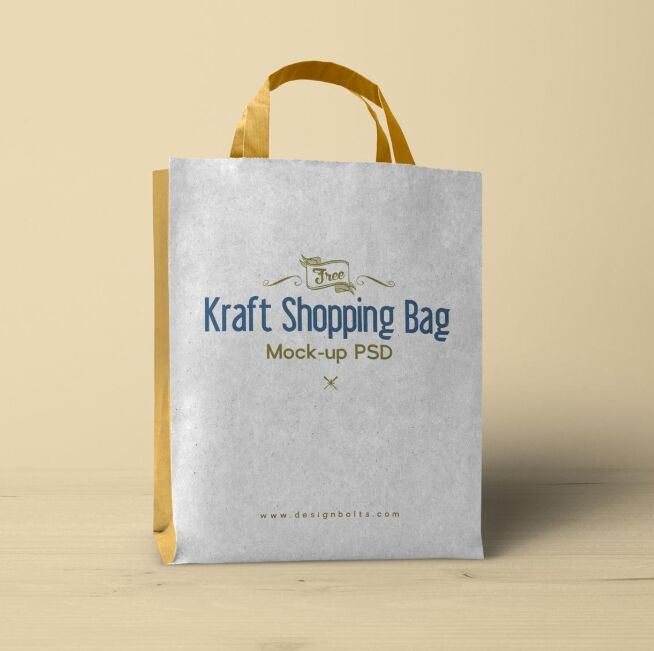 Free Kraft Paper Shopping Bag Mockup PSD