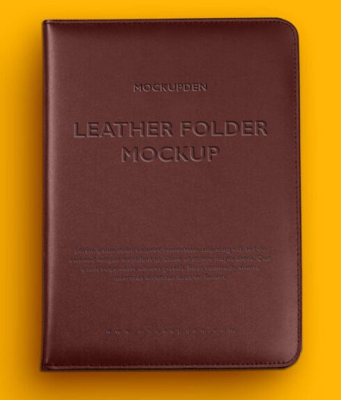 Free Leather Folder Mockup PSD Template