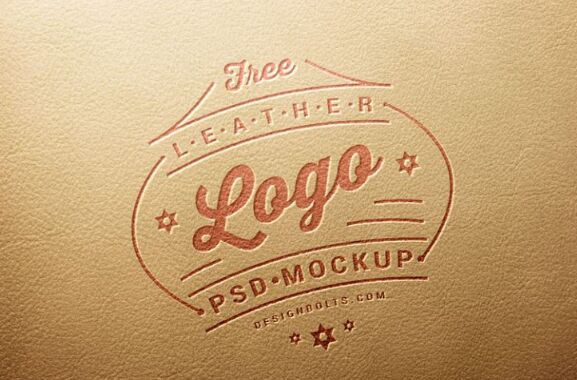 Free Leather Stamping Logo Mockup PSD-min