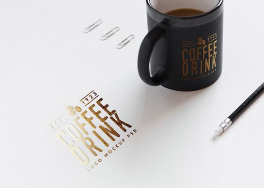 Free Logo Mockup On Paper And Coffee Cup