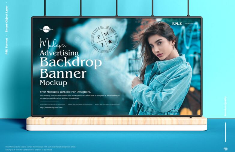 Free Modern Advertising Backdrop Banner Mockup
