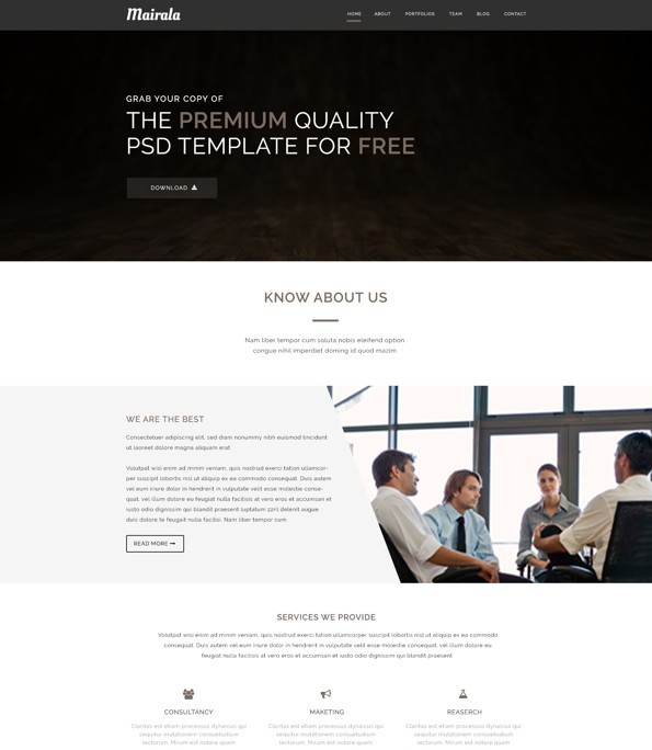 Free One Page Corporate Agency PSD Template MAIRALA