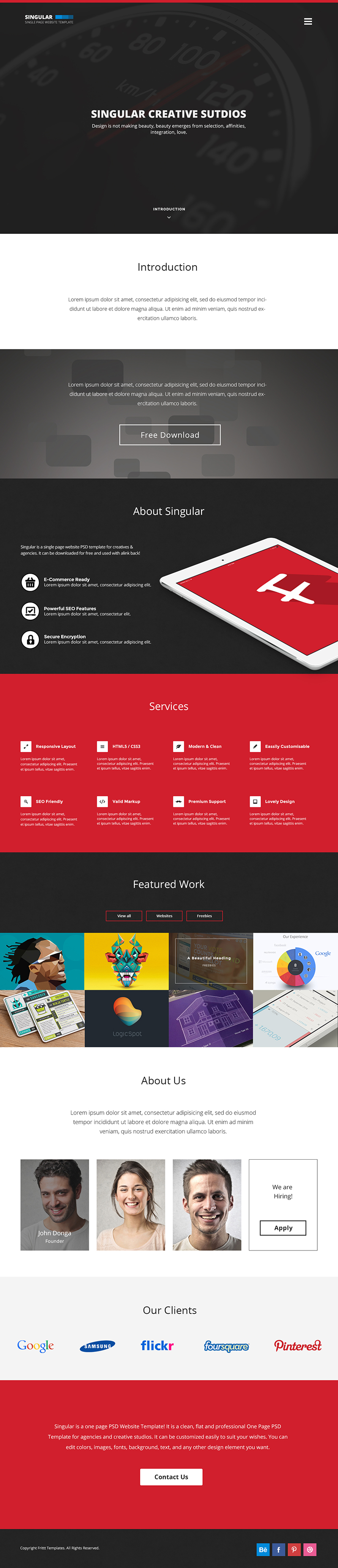 Free One Page Website Template – Singular