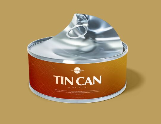 Free Open Tin Can Mockup PSD For Presentation