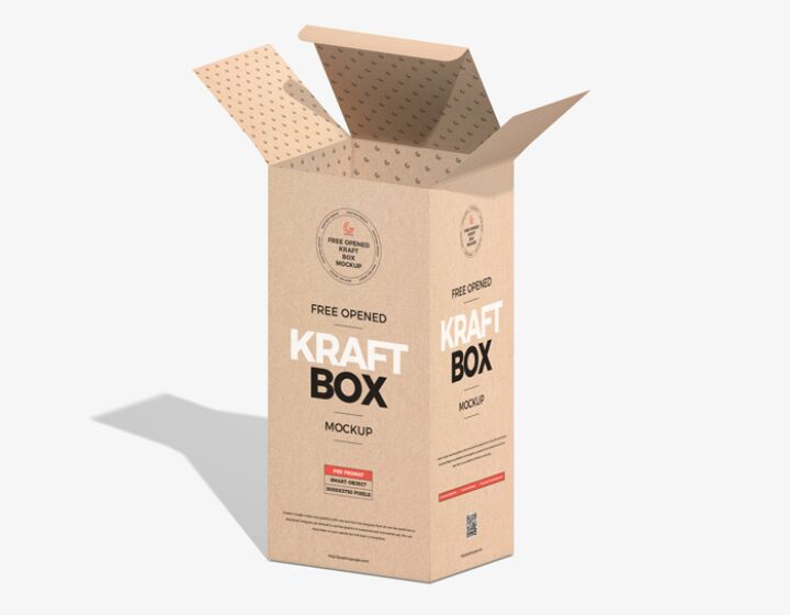 Free Opened Kraft Box Mockup