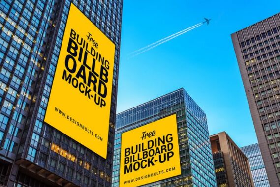 Free Outdoor Building Advertising Billboard Mockup PSD File